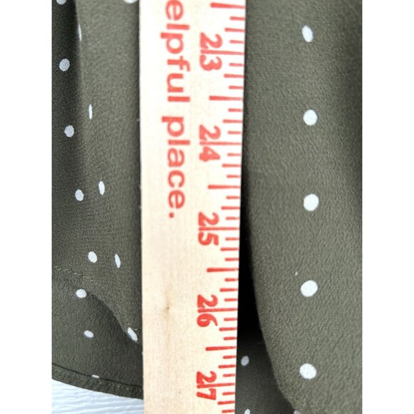 Madewell Central Drapey Popover Shirt in Grid Dot Olive Green Extra Small XS - Picture 10 of 16